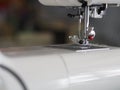 Closeup sewing machine accessories equipment Royalty Free Stock Photo