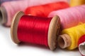 Sewing thread spool bobbins on white background Royalty Free Stock Photo