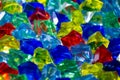 Closeup of shards of glass of different colors