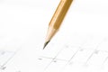 Closeup of sharp graphite pencil on white paper of calendar.  Concept of The National Day of Knowledge or planning for business Royalty Free Stock Photo