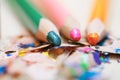 Closeup on sharpened colored pencils Royalty Free Stock Photo