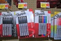 A closeup of Sharpies on a shelf at a store