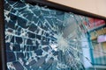 closeup of a shattered digital picture frame screen Royalty Free Stock Photo