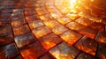 Closeup of a shimmering mosaic pattern reflecting the suns glow