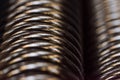 Closeup of shiny galvanized coiled helical springs