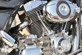 Closeup of shiny Motorcycle engine