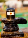 Closeup of Shiv linga,carved stone statue,the symbol of Hindu god Shiva Royalty Free Stock Photo