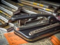 Stapler and documents ready to be stapled Royalty Free Stock Photo