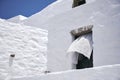 Closeup shot of Aghios Ioannis Theologos Monastery, Amorgos island, Greece