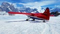Closeup shot of an air taxi landed on the Denali mountain