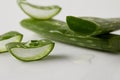 closeup shot of aloe vera leaves slices with juice Royalty Free Stock Photo