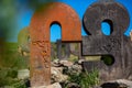 Closeup shot of the Alphabet monument in Armenia