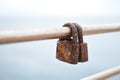 Closeup shot of antique locks on white background