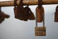 Closeup shot of antique locks on white background