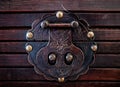 Closeup shot of antique wooden latch of a chest
