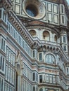 Closeup shot the architectural details of the facade of Florence Cathedral in Italy Royalty Free Stock Photo