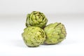 Closeup shot of artichokes isolated in white background Royalty Free Stock Photo