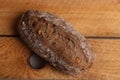 Closeup shot of artisanal brown bread with nut pieces