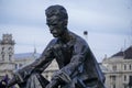 Closeup shot of Attila Jozsef Statue in Kossuth Square, Budapest, Hungary