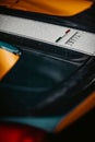 Closeup shot of the back end of a Ferrari 458 Speciale after rain with raindrops on it Royalty Free Stock Photo