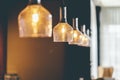 Closeup shot of beautiful lamps on the bar Royalty Free Stock Photo