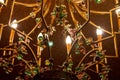 Closeup shot of beautifully decorated chandelier in Casa Batllo