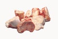 Closeup shot of the beef bones for broth isolated on a white background Royalty Free Stock Photo
