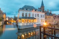 Closeup shot of Belfry of Bruges in Belgium in the evening Royalty Free Stock Photo