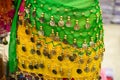 Closeup shot of a belly dance costume with coins Royalty Free Stock Photo