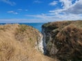 Closeup shot of Bepton cliffs in East Yorkshire under the blue sky, England Royalty Free Stock Photo