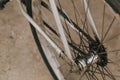 Closeup shot of bicycle wheel spokes Royalty Free Stock Photo