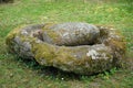 Closeup shot of big stones covered in moss in a unique formation