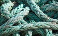 Closeup shot of a blue boat rope under sunshine - perfect for background Royalty Free Stock Photo