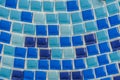 Closeup shot of blue glass mosaic in the bathroom Royalty Free Stock Photo