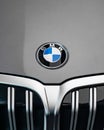 Closeup shot of the BMW logo and part of the front grill