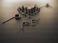 Closeup shot of bolts in shape of a heart and torsion springs on an isolated background