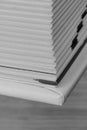 Closeup shot of a book looked at the edge with a hardcover on the bottom Royalty Free Stock Photo