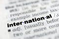 Closeup shot from the book of the word 'international' divided by syllables Royalty Free Stock Photo