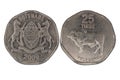 Closeup shot of Botswana pula, thebe coin isolated on a white background Royalty Free Stock Photo
