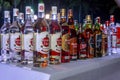 Closeup shot of bottles of Havana Club rum for hotel clients in Varadero, Cuba