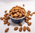Closeup shot of a bowl of almonds