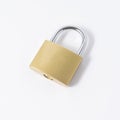 Closeup shot of a brass padlock isolated on a white background Royalty Free Stock Photo