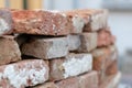 Closeup shot of bricks stacked on each other