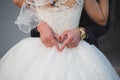 Closeup shot of a bride and groom dancing in their wedding ceremony Royalty Free Stock Photo