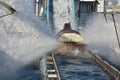 Closeup shot of Brighton palace pier boar ride in water splash