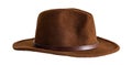 Closeup shot of a brown leather cowboy hat isolated on the empty white background Royalty Free Stock Photo