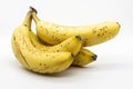 Closeup shot of a bunch of banana on a white background