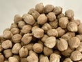 Closeup shot of a bunch of brown sortex on a white background