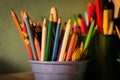 Closeup shot of a bunch of colorful pencils Royalty Free Stock Photo