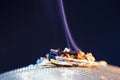 Closeup shot of burning muscatel sage on a dark background